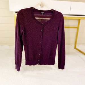 ✨3/15✨ LN Talbots Plum Metallic Button Up Cardigan